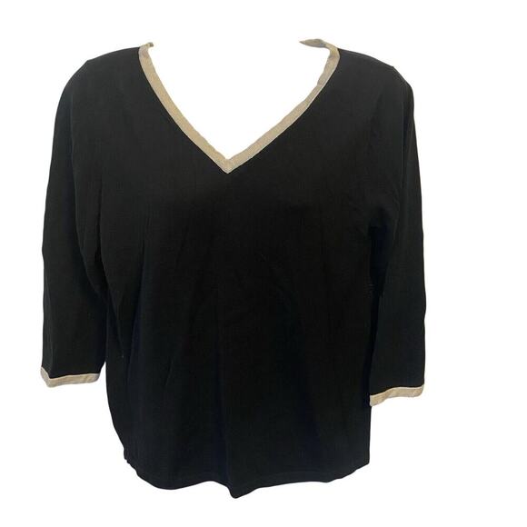 August Silk Y2K Silk V Neck Top Sweater Sz M Black Knit Academia Whimsigoth Soft - Picture 1 of 8
